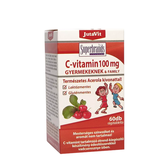 JutaVit - C-vitamin 100mg természetes acerola kivonattal 60x rágótabletta gyermekeknek JutaVit - C-vitamin 100mg természetes acerola kivonattal 60x rágótabletta gyermekeknek