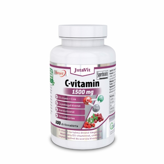 JutaVit - C-vitamin 1500mg retard csipkebogyó és acerola kivonattal +D3 +Cink 100x filmtabletta