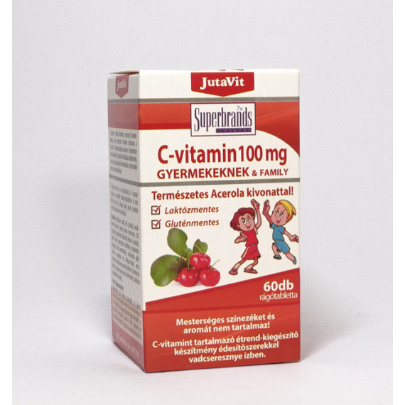 JutaVit - C-vitamin 100mg gyermekeknek természetes acerola kivonattal 60x rágótabletta